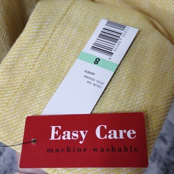 Rafaella Yellow Angled Open Front‎ Linen Blend Blazer NWT Sz 8 - Picture 13 of 14